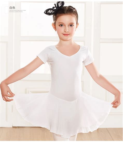 Kids Girls Short Sleeves Stretchy Ballet Dance Leotard Dress Dancewear
