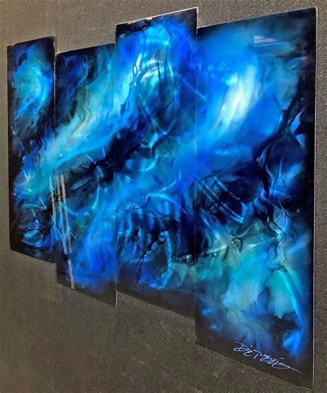 Blue 4 Panel Abstract~1705298 Chris Derubeis Buckingham Fine Art