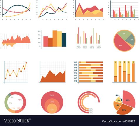 Elements For Infographics Charts Graphs Flat Vector Image