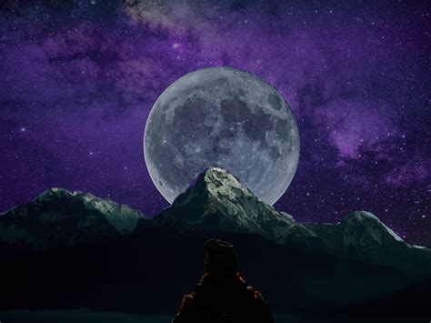 Mountains Moon Silhouette Dark Night Wallpaper Hd Image Picture