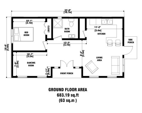 Custom 638 75 Sq Ft Tiny House Plan 1 Bedroom 1 Bathroom With Free
