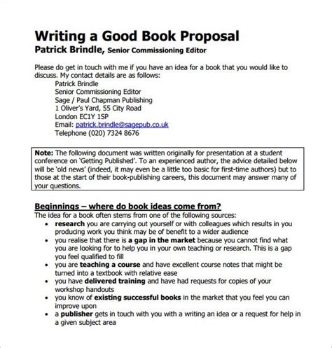 11 Book Proposal Templates Free Printable Word And Pdf Book Proposal
