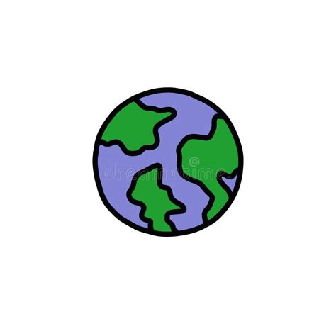 Earth Doodle Icon Vector Color Illustration Stock Illustration