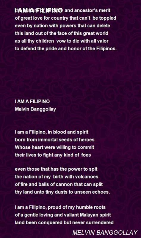 These judgement acrostic poems are examples of acrostic poems about judgement. I Am A Filipino Poem by MELVIN BANGGOLLAY - Poem Hunter