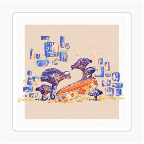 Indigo Milkcap Mushroom And Crown Sticker For Sale By Notenote Art