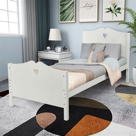 Kepooman Twin Size Platform Bed Frame With Headboard And Footboard For