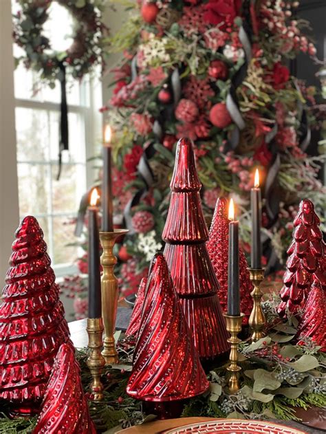 Red Mercury Glass Christmas Trees Red Christmas Decor Mercury Glass Christmas Tree Christmas