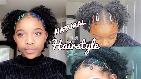 natural hairstyle three ways ft bobby pins and colored clips youtube