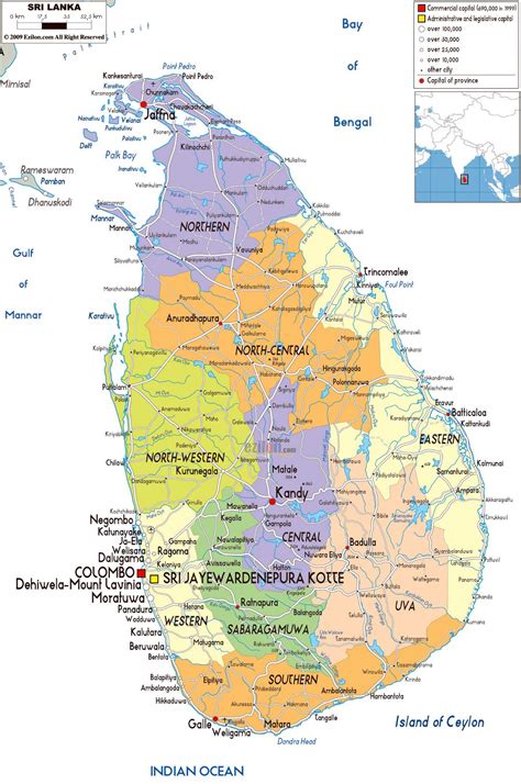 grande mapa político y administrativo de sri lanka con carreteras ciudades y aeropuertos sri