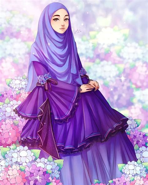 hijab anime anime muslim islamic girl images muslim images mode hijabi hijabi girl purple