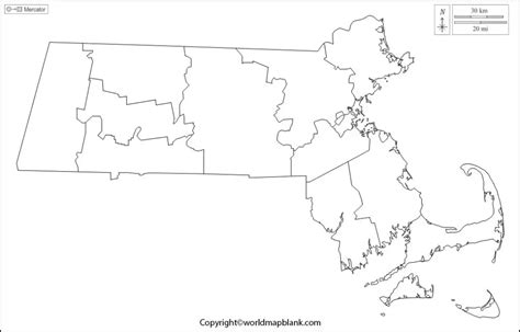 Printable Blank Map Of Massachusetts Outline Png Map