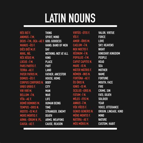 Latin Nouns Top 46 Most Frequent Latin Words Latin T Shirt