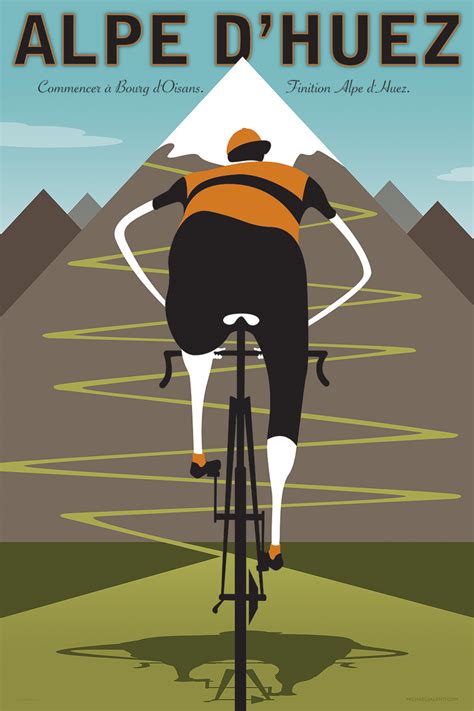 Alpe D Huez Cycling Art Print Michael Valenti Cycling Artist