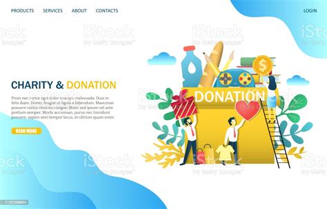 Charity And Donation Vector Website Landing Page Design Template Stock