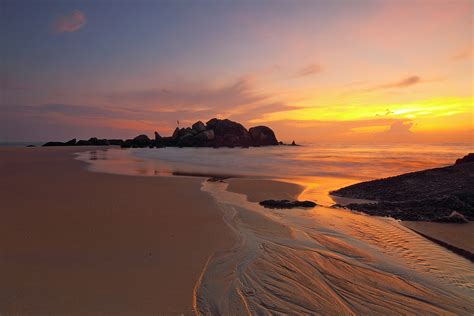 Download Horizon Sea Ocean Nature Morning Glow Orange Color Sand