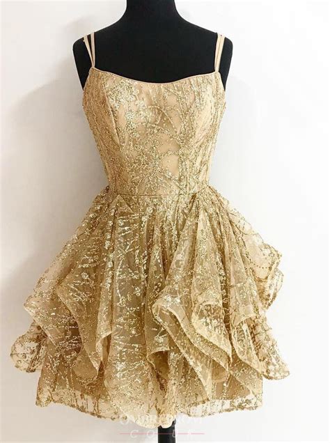 Buy A Line Sequins Gold Short Prom Dresses Glitter Cocktail Party Dress