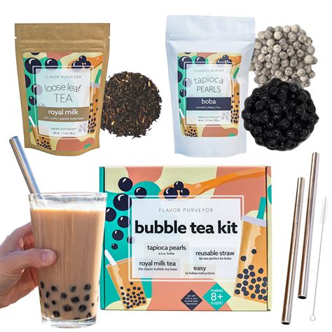 Buy Bubble Tea Kit Easy Diy Boba Tea Kit Includes Tapioca Boba Pearls