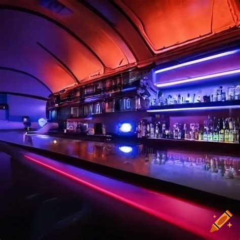 Futuristic Bar With A Droid Serving Drinks On Craiyon