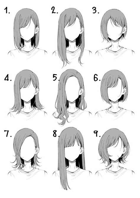 Female Hairstyles Drawing Hair Reference In Anime Drawings Sketches Hair Sketch Anime