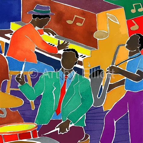 Big Jazz Band Music Art Print Music Painting Music Themed Etsy
