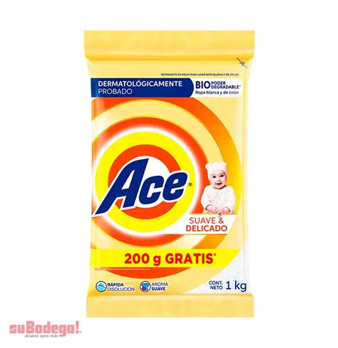 Detergente Ace Suave y Delicado 800 gr 200 gr suBodega alcanza para más