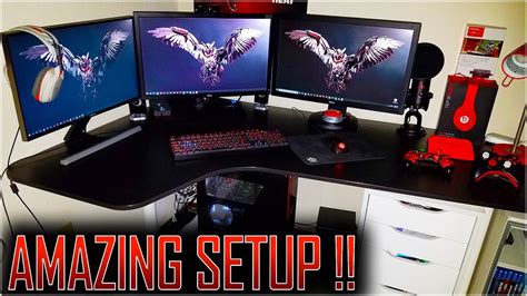 Amazing Gaming Setup 2017 Bred Triple Monitor Gaming Setup My