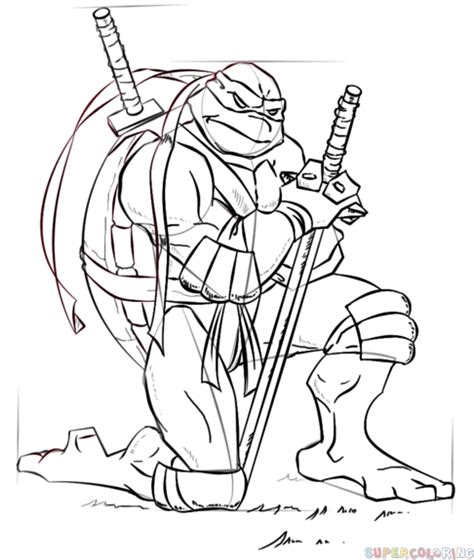 How To Draw Leonardo From Ninja Turtles Step By Step Drawing Tutorials