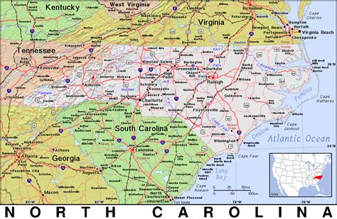 A Map Of North And South Carolina World Map