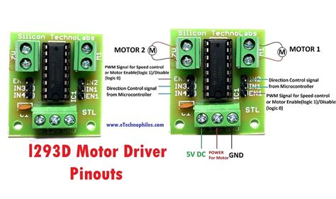 L293d Motor Driver Module And Ic Pinouts Datasheet And Arduino Connections