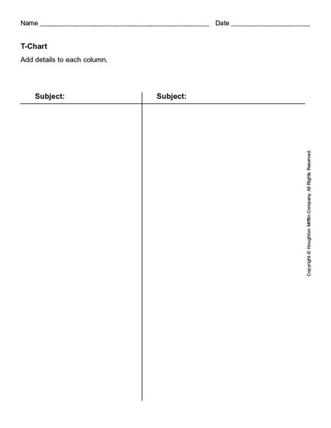T Chart Template For Word
