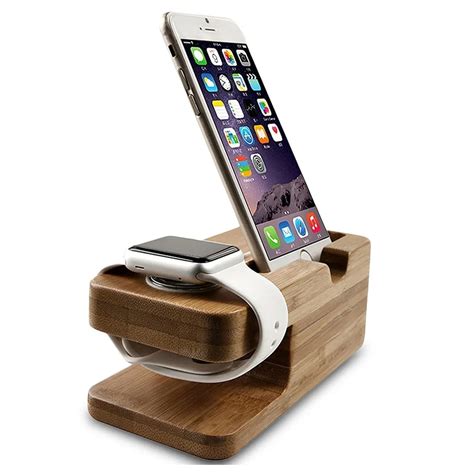 Bamboo Material Charging Dock Base Multifunction Phone Stands Fashion