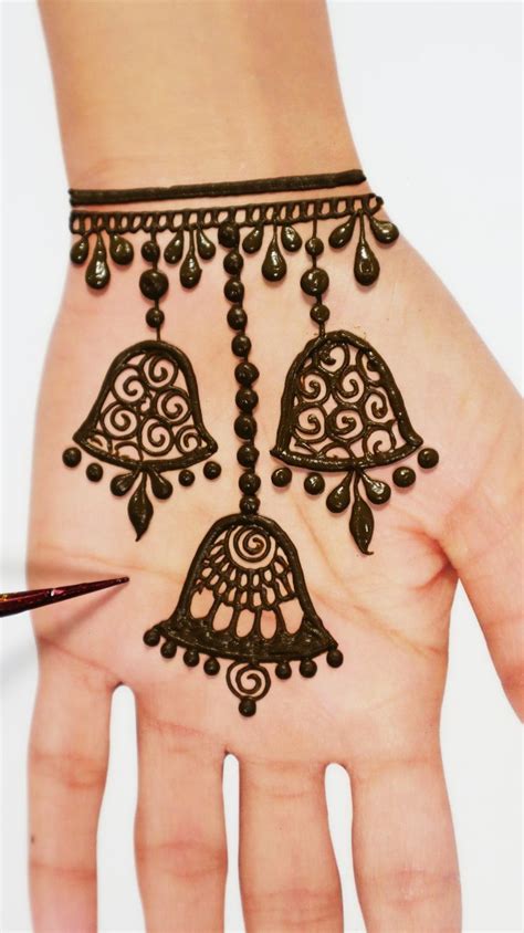 Bell Pattern Jewellery Mehndi Design For Front Hands Simple Front