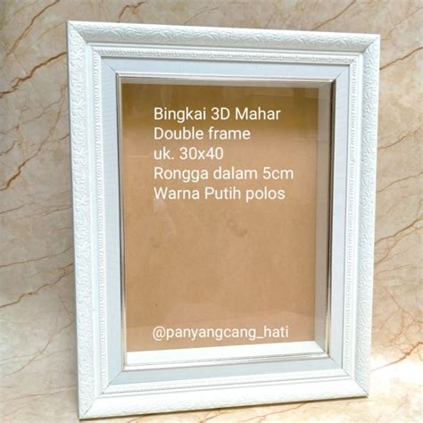 Jual Bingkai Frame Mahar 3d Double Frame 30x40 Cm Kaca Frame Fiber