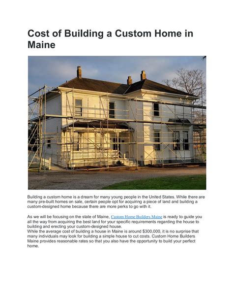Cost Of Building A Custom Home In Maine Maine Home Builders Page 1
