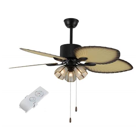 Palm Leaf Ceiling Fan With Light And Remote Control Shelly Lighting