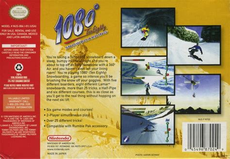 1080° Snowboarding Cover Or Packaging Material Mobygames