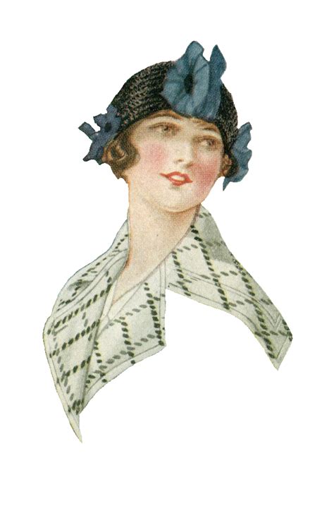 Antique Images Free Fashion Clip Art 1917 Womens Hat And Collar