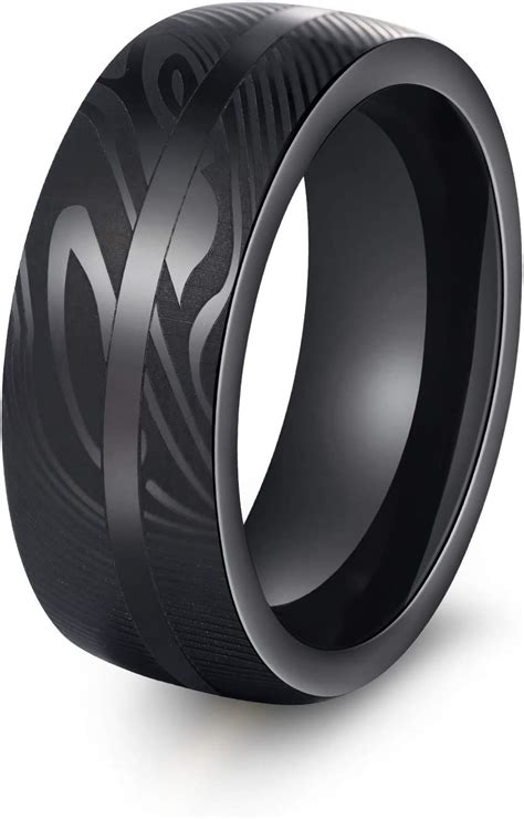T400 Wide Band Ring For Mens Black Titanium Steel Wedding Band Polished