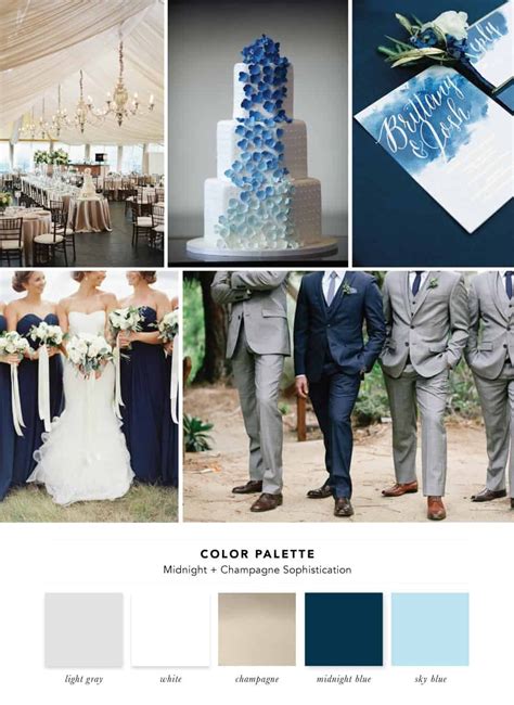 Color Palette Midnight Champagne Sophistication Wedding Color Schemes