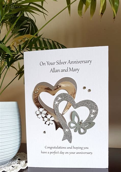 Silver 25th Wedding Anniversary Card Etsy
