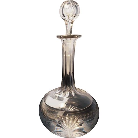 Victorian Etched Glass Decanter Bulbous Form Original Stopper Glass Decanter Decanter