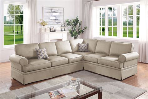 Living Room Furniture Reversible 2pcs Sectional Sofa Set Beige Color