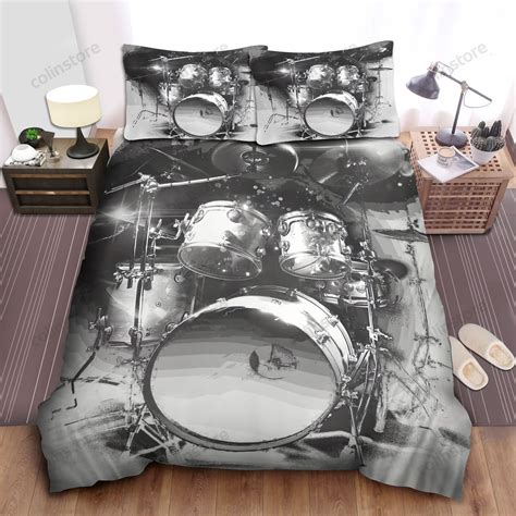 Black And White Drum Set Bed Sheets Spread Duvet Cover Bedding Sets