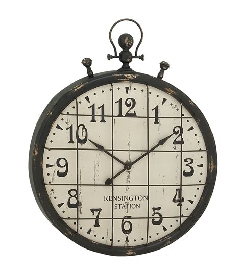 Decmode 39 Black Metal Pocket Watch Style Wall Clock