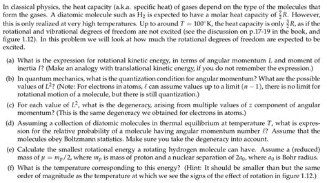 Solved In Classical Physics The Heat Capacity A K A Chegg Com