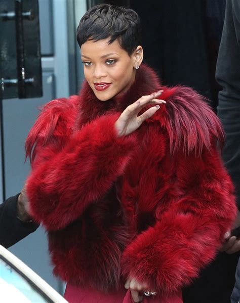 Picture Perfect Rihanna Rocks A Beautiful Red Fur Coat In Paris
