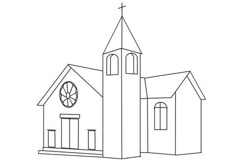 Iglesia Básica Para Colorear Imprimir E Dibujar Dibujos Colorearcom