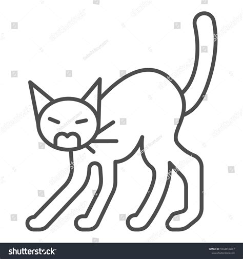 Angry Black Cat Thin Line Icon Stock Vector Royalty Free 1864814047