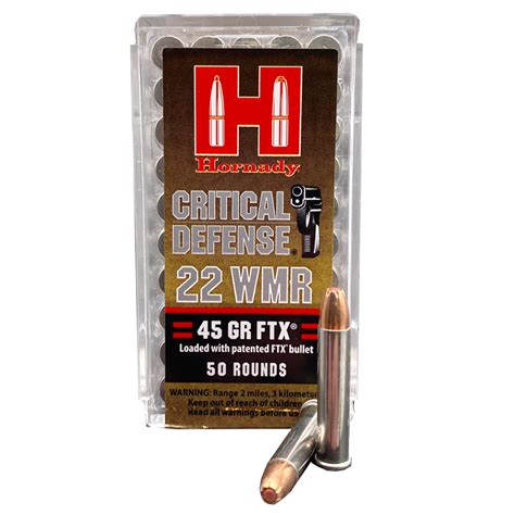 22 Magnum Hornady Critical Defense 45 Grain Ftx Velocity Ammunition