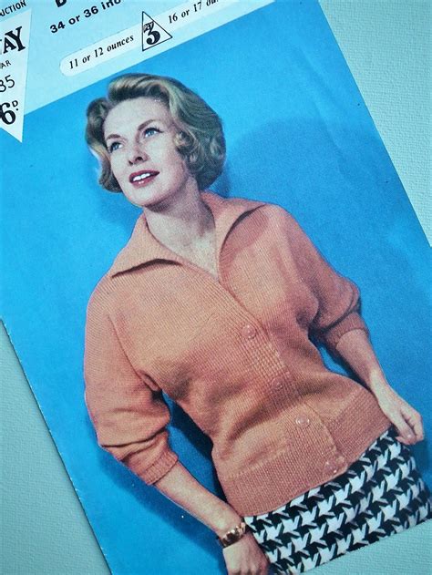 Vintage 1950s Knitting Pattern Womens Cardigan With Etsy